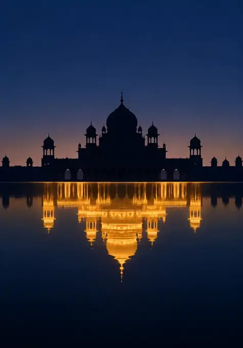 Afterglow poster, Night photograph, indigo & gold