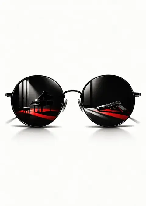 Andhadhun poster, Noir photography, red accent