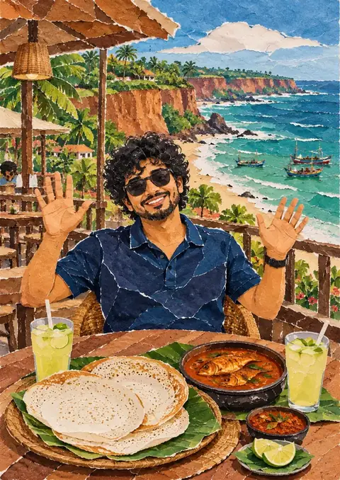 Appam by the Sea poster, Torn-paper collage