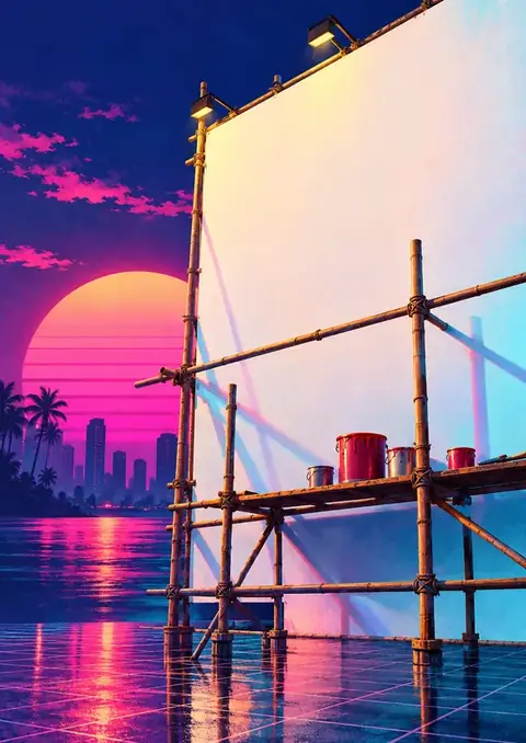 The Blank Billboard poster, Synthwave retro