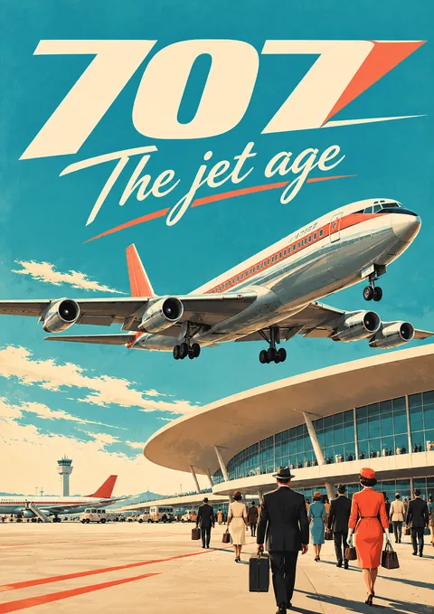 707: The Jet Age poster, Mid-century airline poster