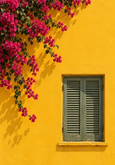 Bougainvillea poster, Photograph, chrome yellow & magenta