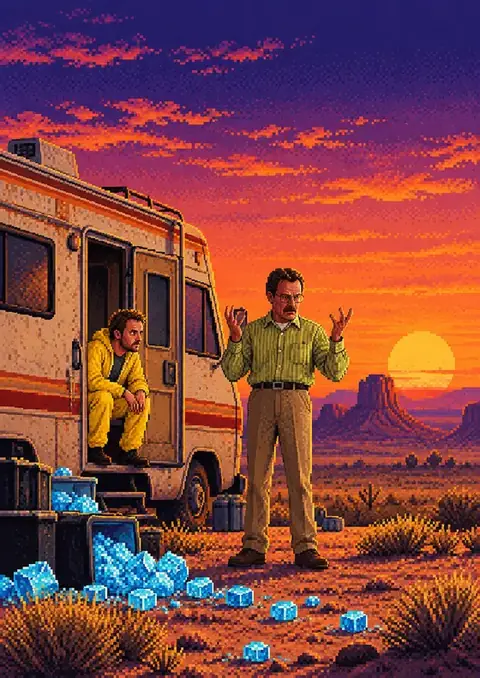 Breaking Bad poster, 16-bit pixel art