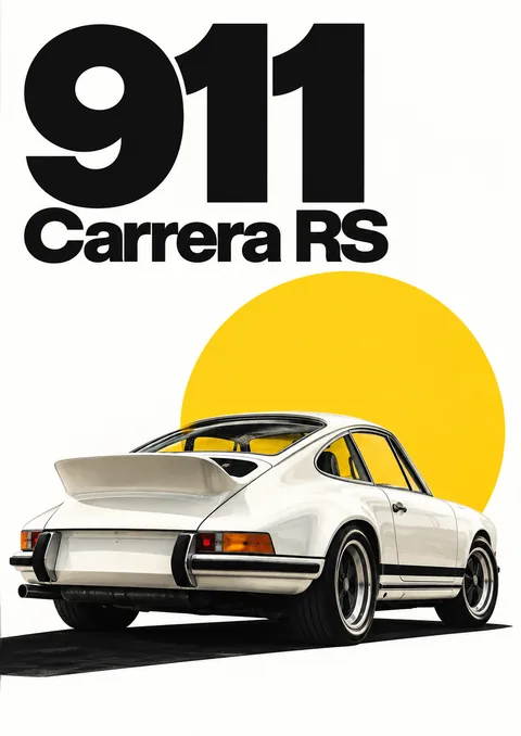 911 Carrera RS poster, Swiss-style minimal poster