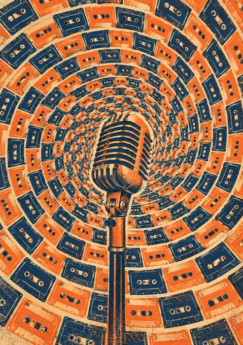 Cassette Spiral poster, Two-colour screen-print