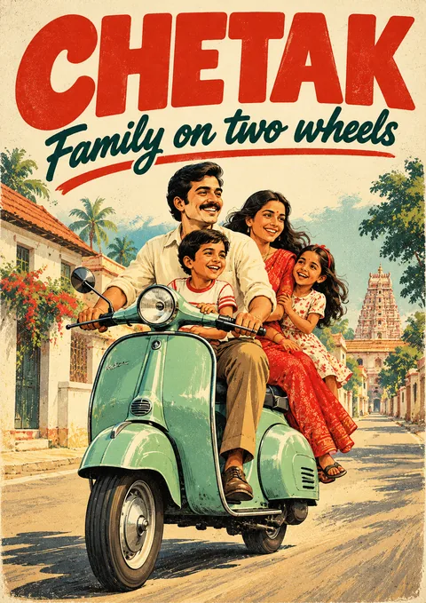 Chetak poster, Retro Indian ad illustration