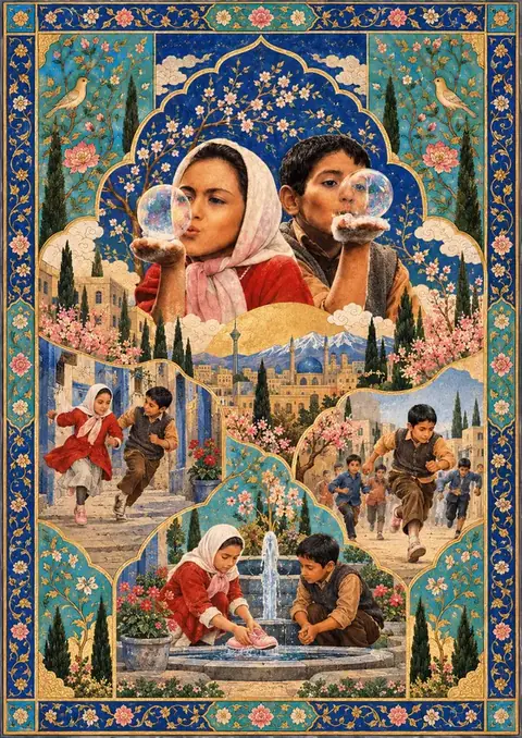 Children of Heaven poster, Persian miniature painting