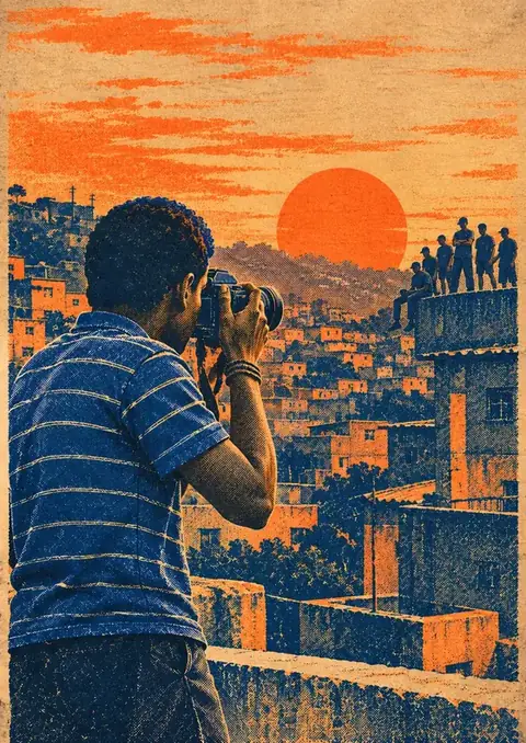 City of God poster, Two-colour halftone newsprint