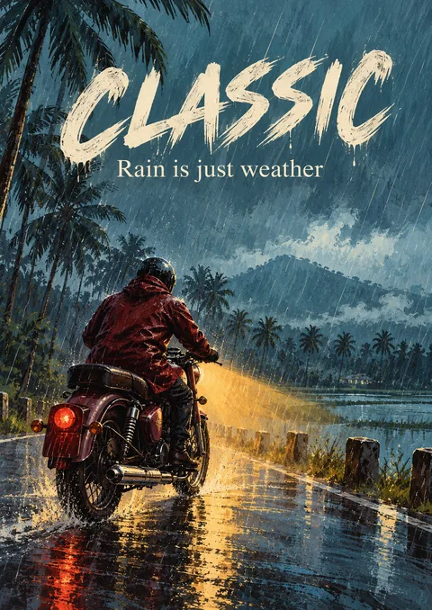 Classic: Rain Is Just Weather poster, Moody painterly poster