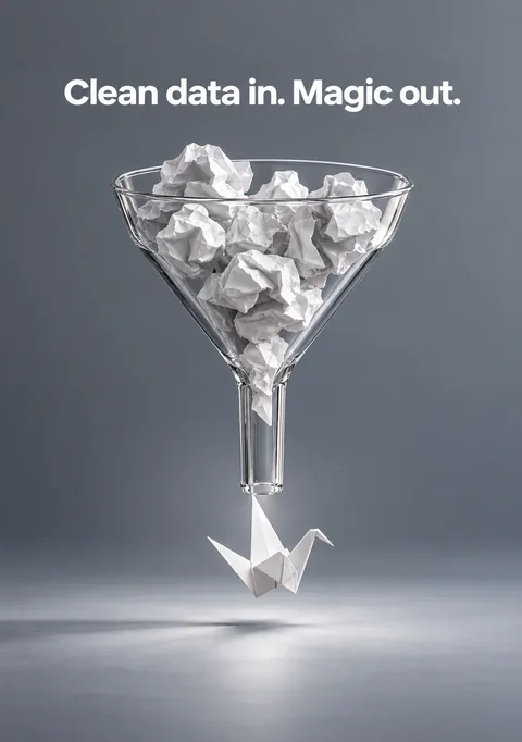 Clean Data In. Magic Out. poster, Minimal 3D render