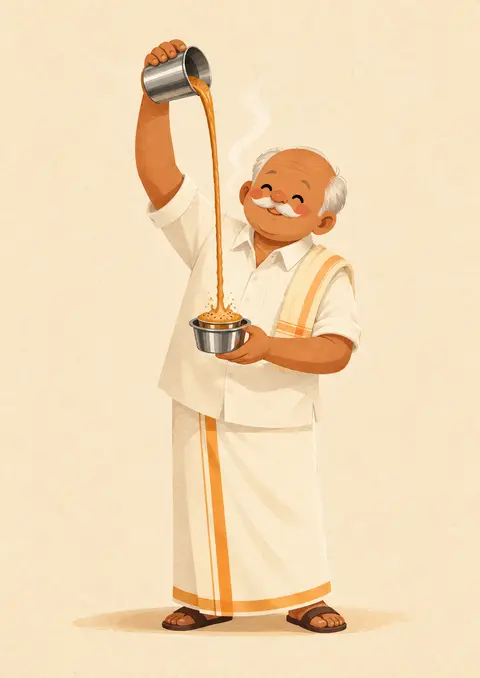 The Coffee Stretch poster, Cute flat illustration