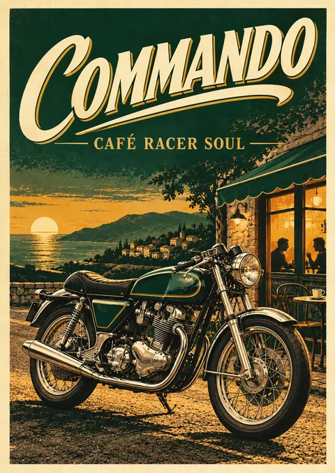Commando poster, Vintage café-racer poster