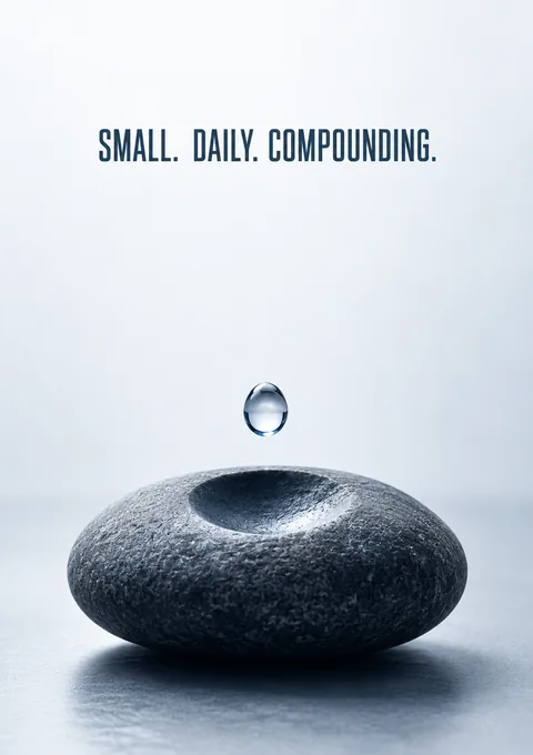 Small. Daily. Compounding. poster, Duotone still life