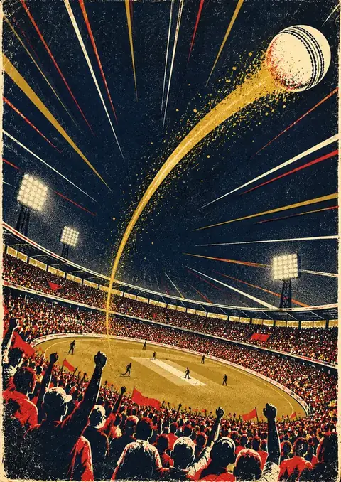 Six Under the Lights poster, Retro sports poster