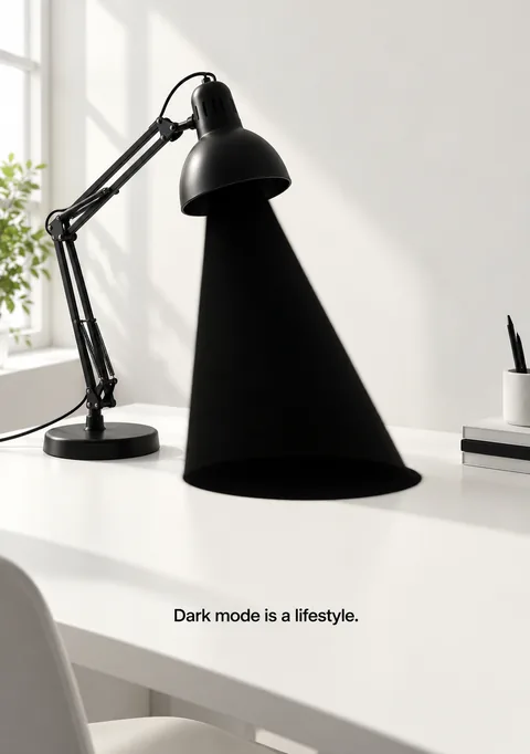 Dark Mode Is a Lifestyle poster, Surreal still life