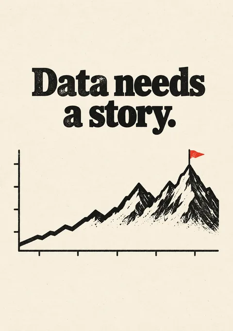 Data Needs a Story poster, Linocut print