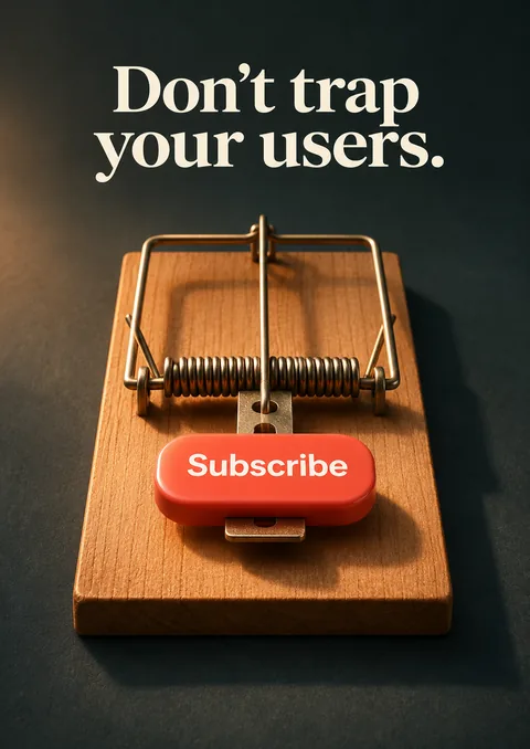 Don't Trap Your Users poster, Moody product photograph