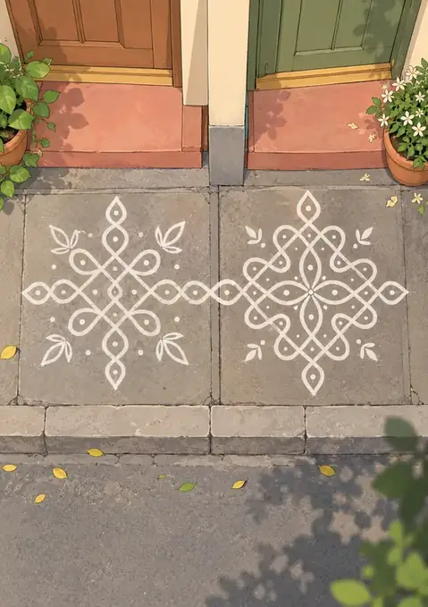 Two Doorsteps poster, Pastel line art, stone & chalk white