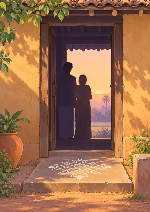 First Light poster, Pastel silhouette, ochre & dawn