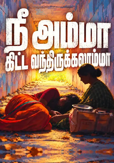 Dorothy: Come to Amma poster, Impasto painting, distressed Tamil title