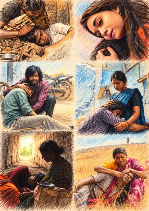 Dorothy: Held poster, Six-panel crayon sketch