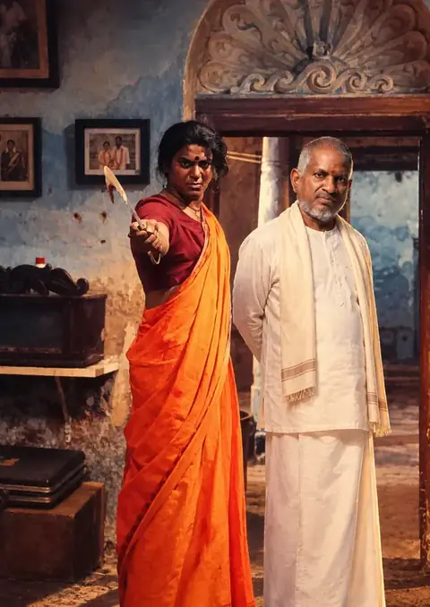 Dorothy: With Raaja poster, Cinematic portrait, blue wall