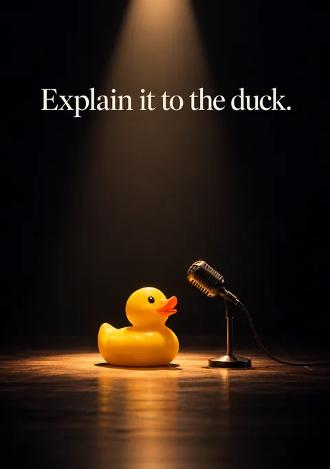Explain It to the Duck poster, Cinematic still life