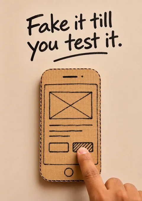 Fake It Till You Test It poster, Paper-craft photograph