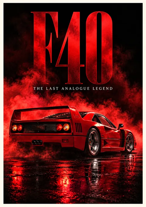 F40 poster, Moody studio render