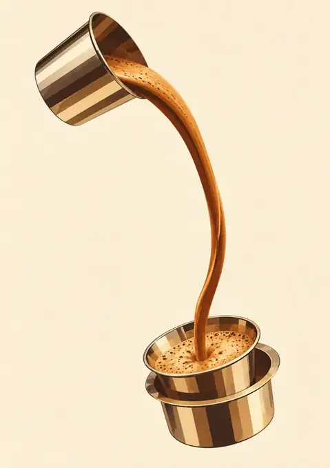 Filter Coffee poster, Flat illustration, brass & cream