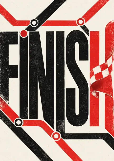 Finish poster, Transit-map typography