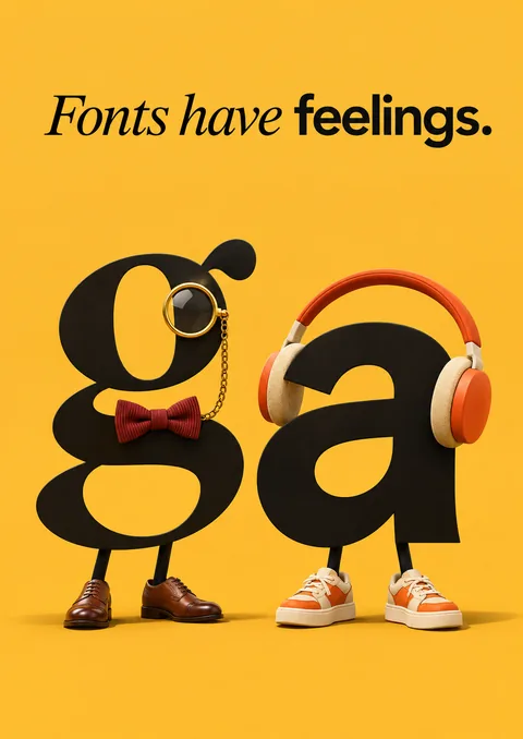 Fonts Have Feelings poster, Character illustration