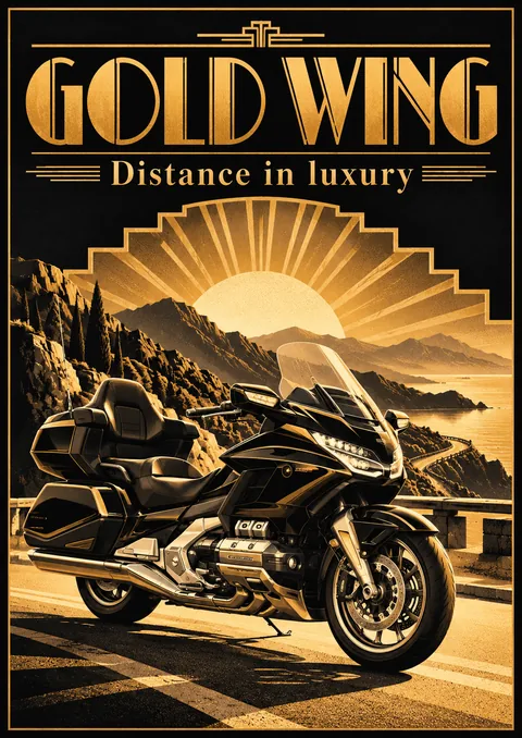 Gold Wing poster, Art Deco poster