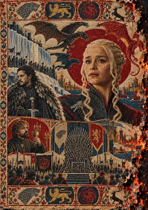 Game of Thrones poster, Burning woven tapestry