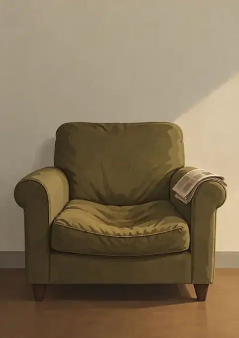 Grief poster, Flat illustration, olive & cream