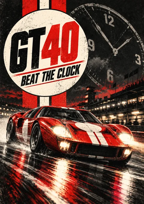 GT40: Beat the Clock poster, Gritty race poster