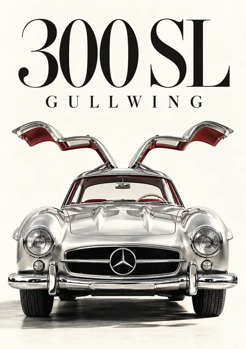 300 SL Gullwing poster, Minimal studio portrait