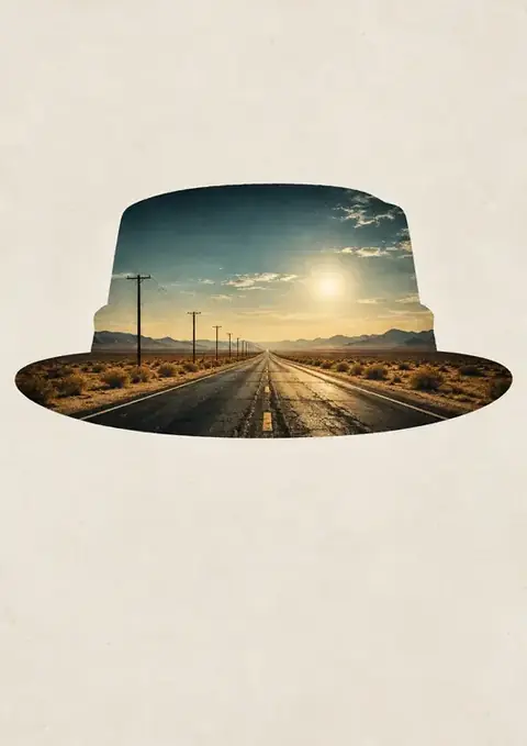 Empty Highway poster, Double exposure, desert tan