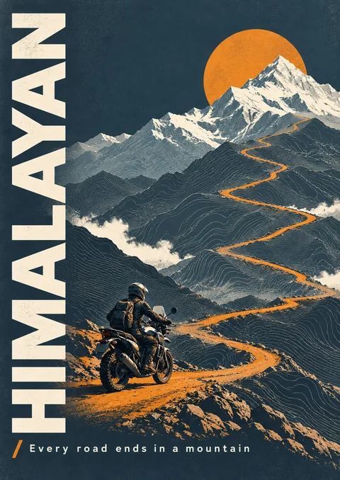 Himalayan poster, Retro adventure poster