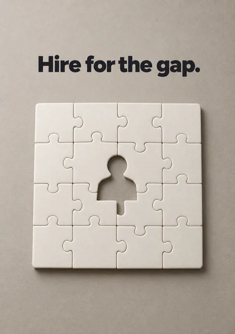 Hire for the Gap poster, Top-down photograph