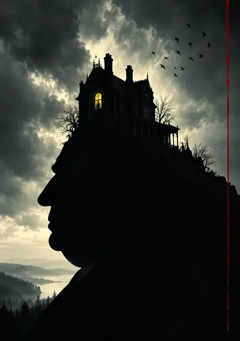 Alfred Hitchcock poster, Silhouette photo-composite