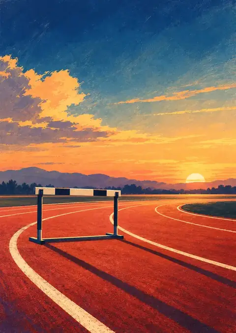 The First Hurdle poster, Painted sunrise, track red