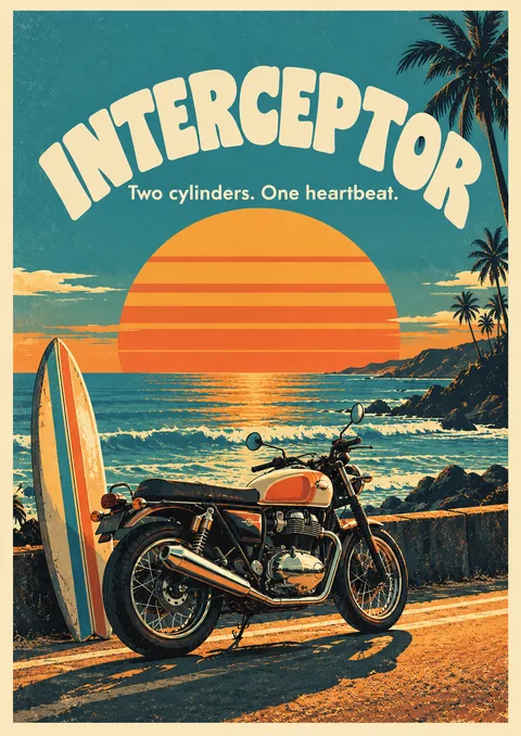 Interceptor poster, Retro surf poster