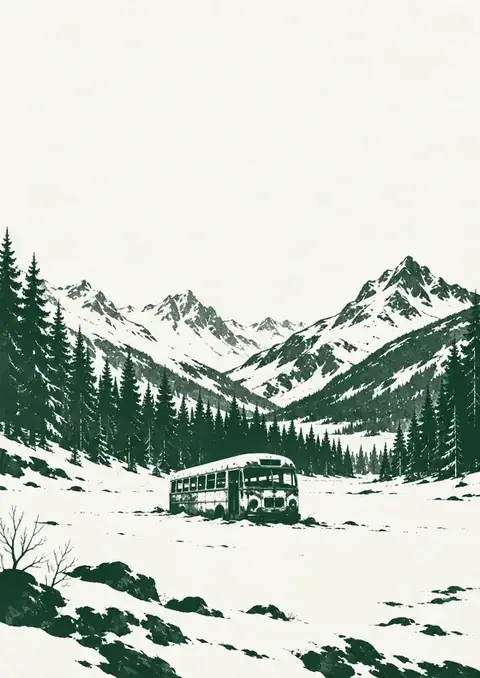Into the Wild poster, Single-ink forest print