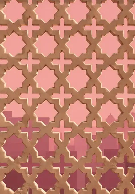 Jali poster, Flat render, sandstone & rose