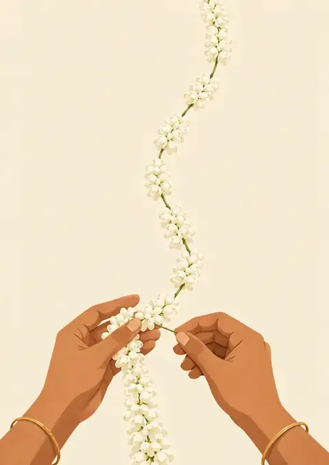 Jasmine poster, Soft flat illustration, cream
