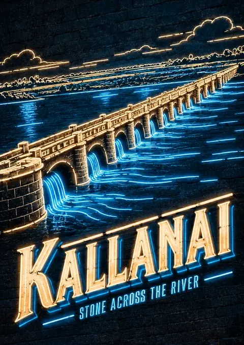Kallanai poster, Neon glow on dark brick