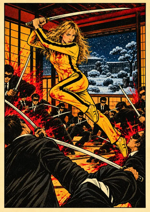 Kill Bill: Vol. 1 poster, Vintage comic-book art