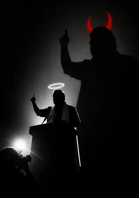 Ko poster, Silhouette noir, red accent