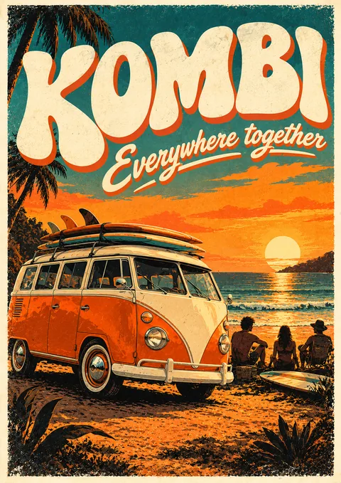 Kombi poster, Retro surf poster
